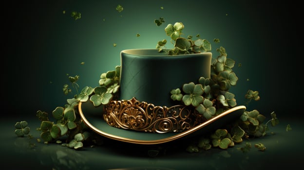 AI generated Elegant Green Leprechaun Hat for St. Patrick's Day. photo