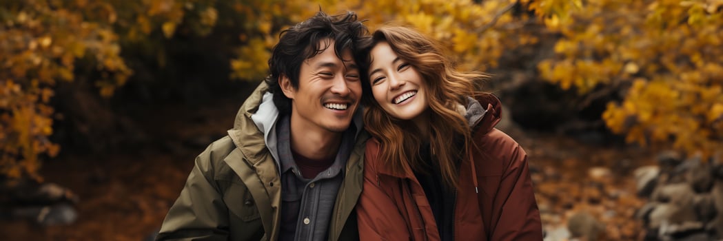 AI generated Happy couple delighting in the outdoors together photo