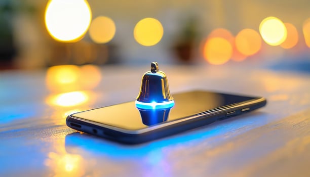 AI generated Bell on the smartphone remaining concept photo