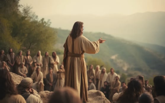 AI generated The Sermon on the Mount Jesus God religious faith story from Bible. Generated ai photo