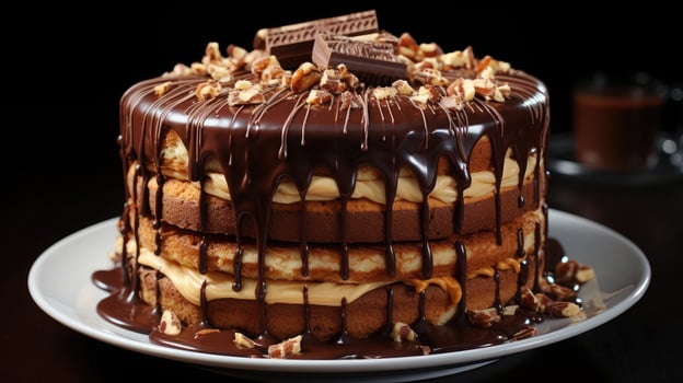 AI generated Delicious sweet chocolate sponge cake dessert AI generated image photo
