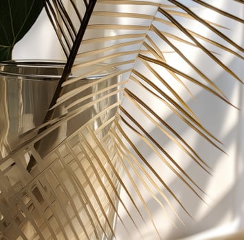 AI generated a picture of a large palm leaf in a glass vase photo
