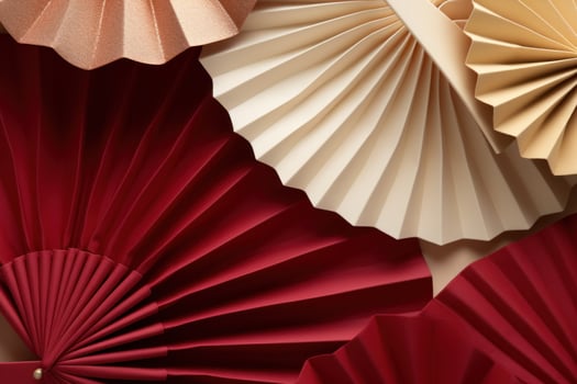 AI generated an animated origami paper fan and some red paper kimono photo