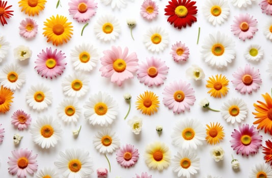 AI generated daisies, roses and daisies on white, photo