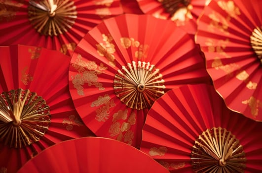 AI generated decorating with paper fans, paper lanterns or paper streamers, photo