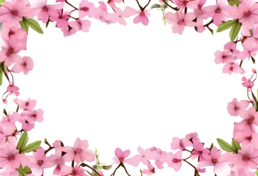 AI generated pink flowers frame photo