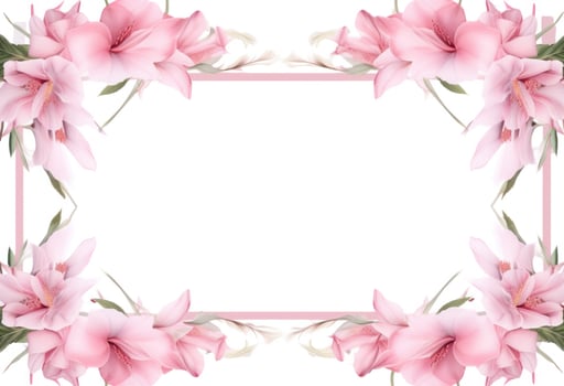 AI generated pink flowers frame photo