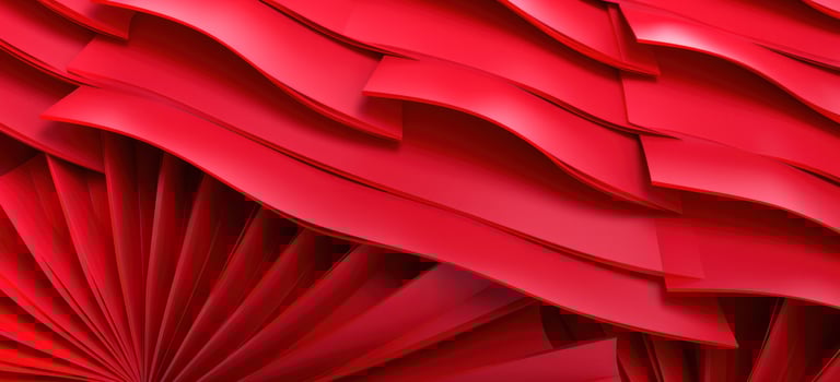 AI generated sakura fan of folded origami paper on red background photo
