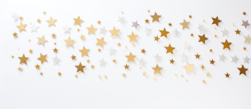 AI generated shiny decoration with gold stars on a white background photo