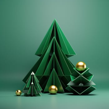 AI generated green 3d model christmas tree in the green photo