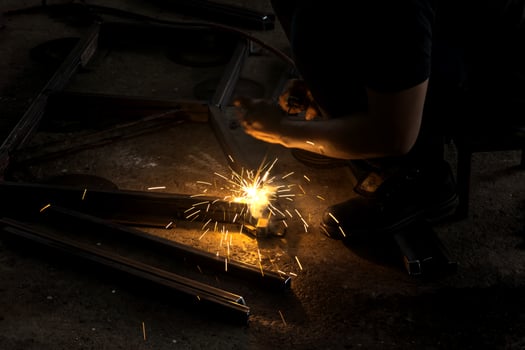 welding steel with sparks lighting photo