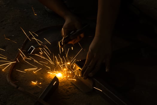 welding steel with sparks lighting photo