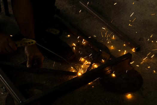 welding steel with sparks lighting photo