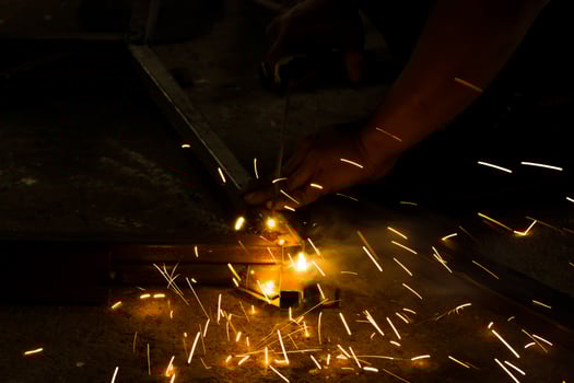 welding steel with sparks lighting photo