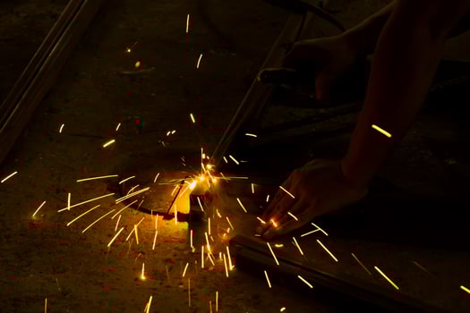 welding steel with sparks lighting photo