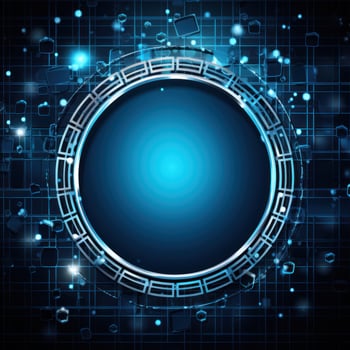 AI generated A shimmering gold frame with elegant swirls surrounds a deep blue background photo