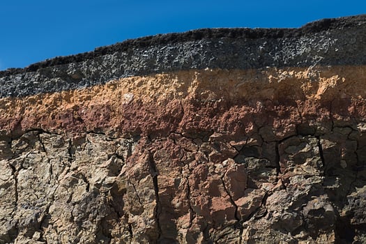 Soil and rock layers of the road photo
