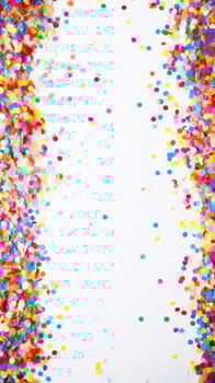 AI generated flurry of confetti fills the frame in this photo, with a carnival-inspired background photo
