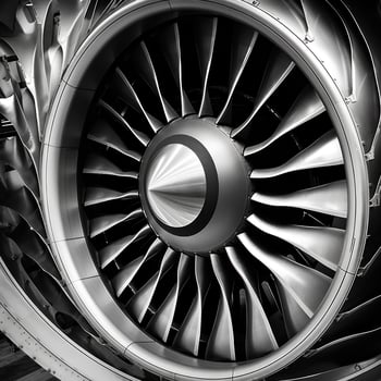 AI generated airplane wing and engine, highlighting the intricate details and design photo