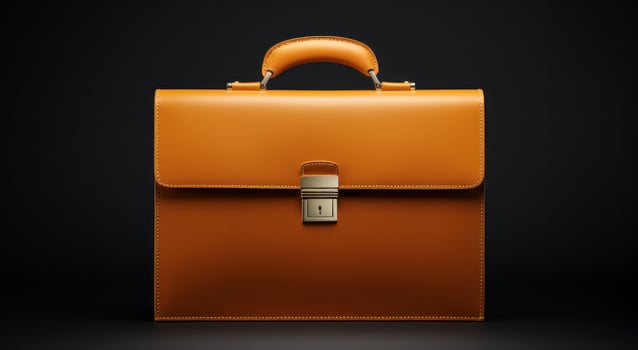 AI generated the leather briefcase is displayed on the black surface, photo