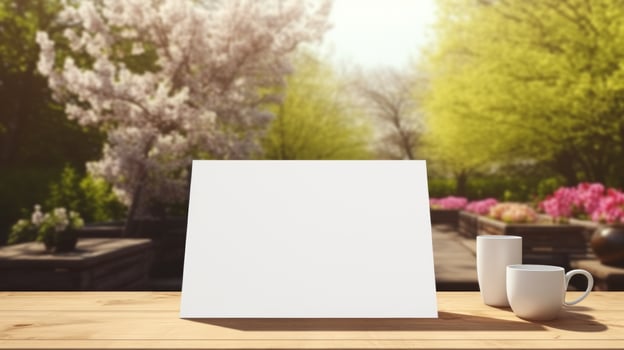 AI generated Notepad with blank front, realistic on a mockup template in a table in a luxury home photo