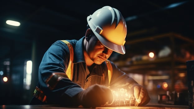AI generated Engineer and his work in different places. Ai generated. photo
