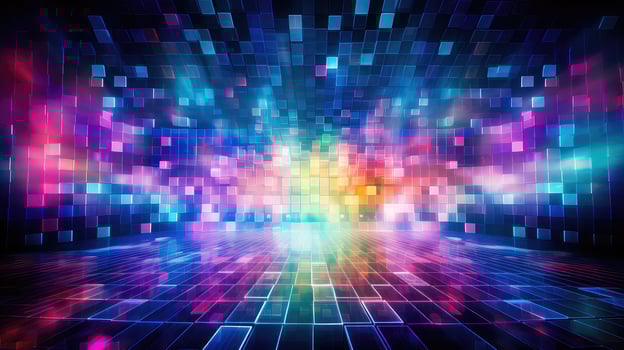 AI generated dj stage electronic background photo