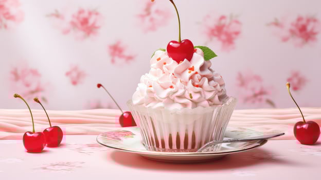 AI generated sweet pink ice cream photo