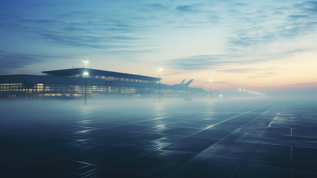 AI generated runway sky airport background photo