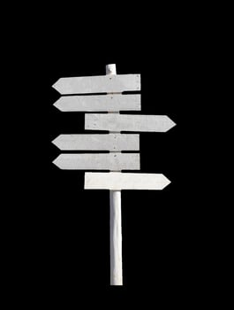White wooden signpost arrows blank photo