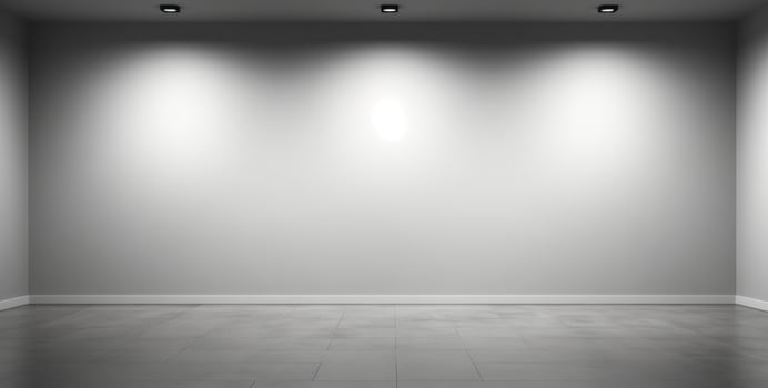 AI generated an empty white room with lights in the middle photo