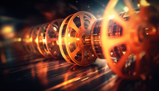 AI generated an image of film reels of film and images photo