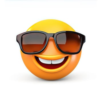 AI generated Smiling emoji with sunglasses isolated on white background photo