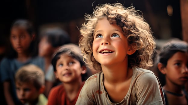AI generated A Group of Young Children Sitting Together photo