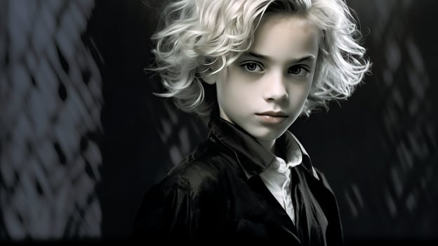 AI generated A Stylish Woman with Blonde Hair Rocking a Black Shirt and Tie photo