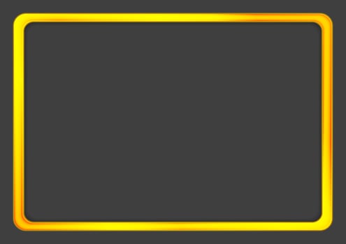 Bright orange golden neon frame on dark background photo