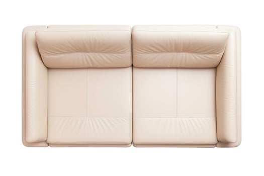 AI generated Top view of luxury beige leather sofa with modern, sleek design, adding a touch of elegance and comfort to any contemporary living room, isolated on white background. Cut out furniture photo