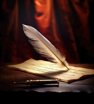 AI Generated Writing Pen. Pen and paper for writing. Old writing pen photo