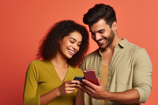 AI generated portrait of young happy couple on isolated background generative AI photo