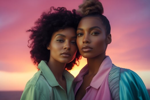 AI generated Back to the '90s Positive vibes Afro American girls. photo