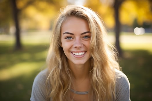 AI generated Portrait of beautiful woman in park generative AI photo