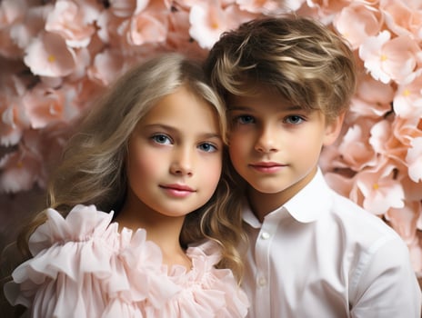 AI generated Cute boy and girl. the concept for Valentine's Day photo