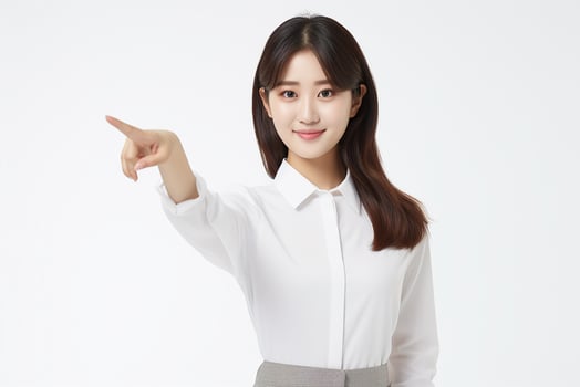 AI generated Portrait of Asian beautiful young woman posing on isolated background generative AI photo