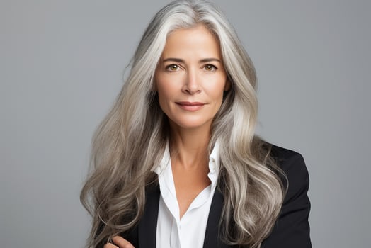 AI generated Portrait of senior woman smiling on isolated background photo