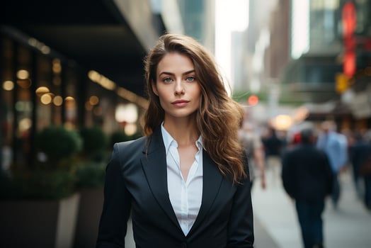 AI generated Portrait of beautiful young businesswoman outdoor generative AI photo