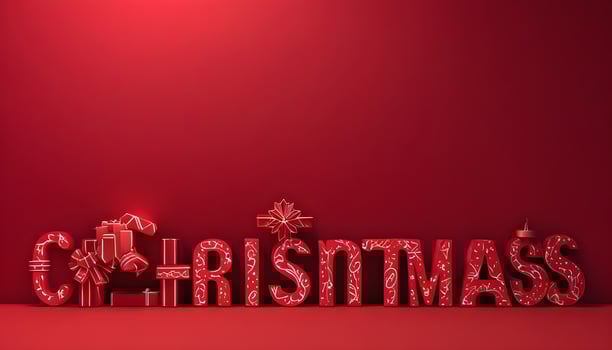 AI generated merry christmas red background wallpaper photo