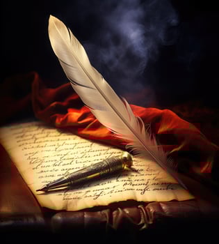 AI Generated Writing Pen. Pen and paper for writing. Old writing pen photo