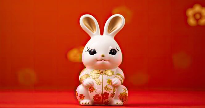 AI generated Chinese new year, year of the rabbit festival celebration background photo