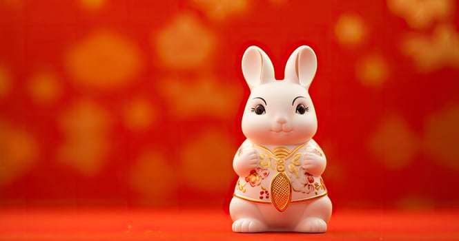 AI generated Chinese new year, year of the rabbit festival celebration background photo
