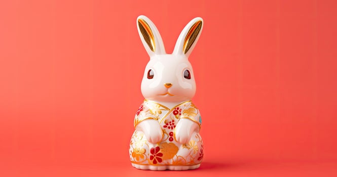 AI generated Chinese new year, year of the rabbit festival celebration background photo